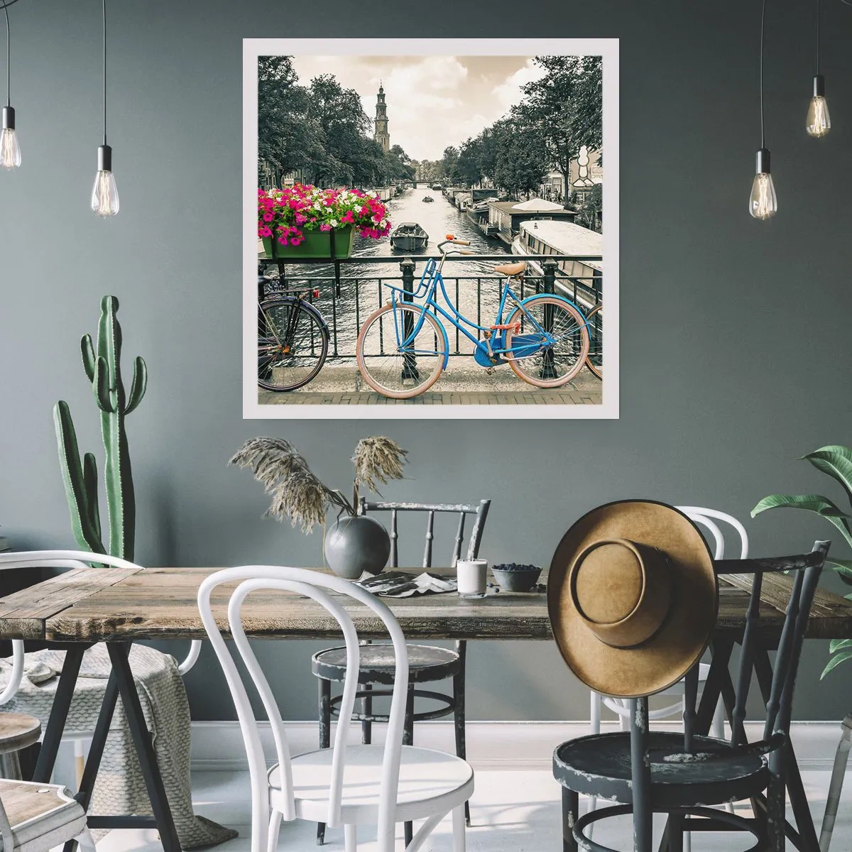 Poster - De kleuren van de Amsterdamse straat - 50x50 cm