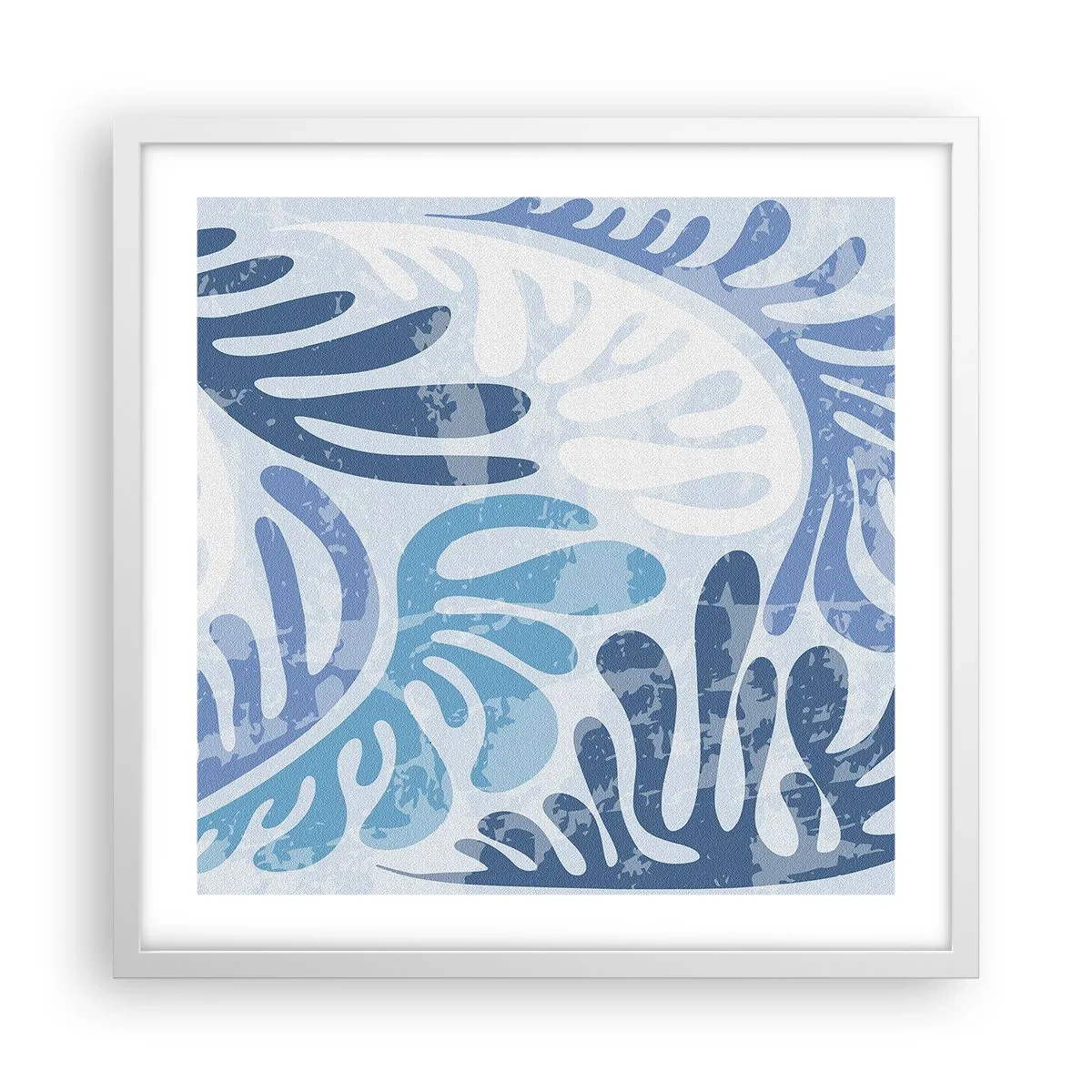 Poster in een witte lijst - Blauwe varens - 50x50 cm