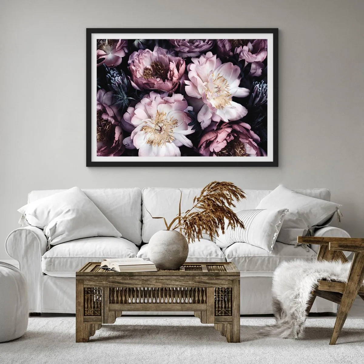 Poster in een zwarte lijst - Boeket ouderwets - 91x61 cm