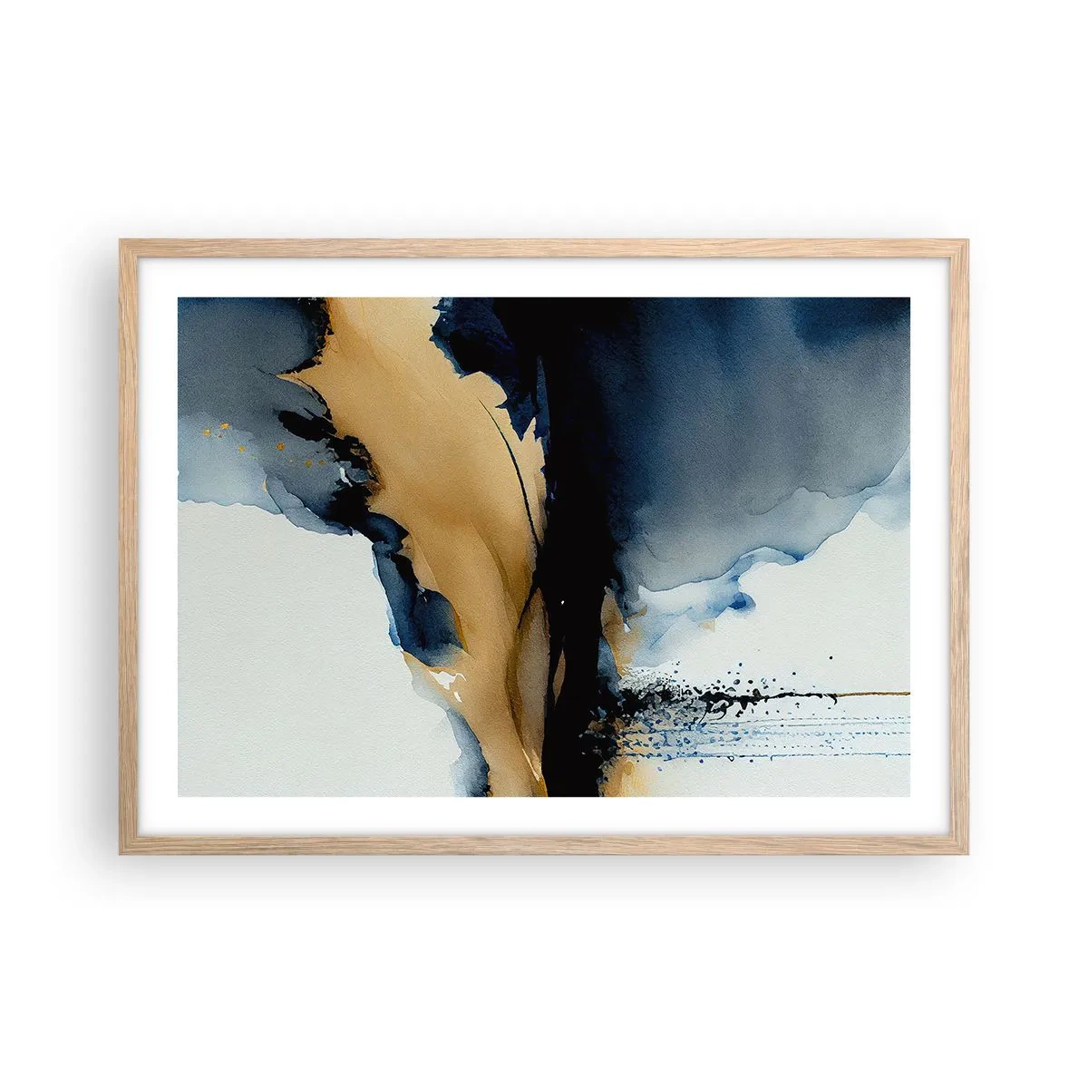 Een poster in een licht eiken lijst - Achter het gordijn - 70x50 cm