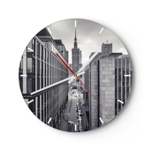 Wandklok - Klok - Stadspanorama met moderne architectuur - 30x30cm - Warschau vallei - Moderne wanddecoratie voor woonkamer, keuken en slaapkamer ARTTOR