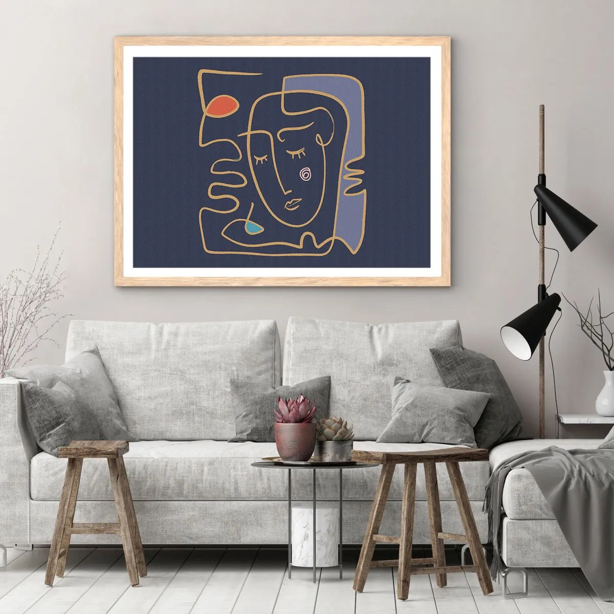 Een poster in een licht eiken lijst - In nadenken - 70x50 cm