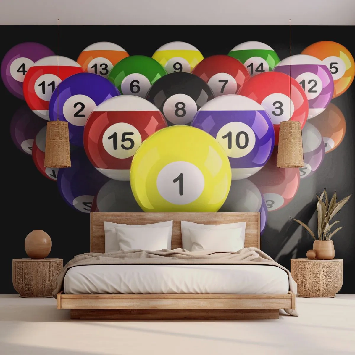 Zelfklevend Fotobehang Deluxe Sticker - Verschillende spelkleuren - Sport, Biljart, Biljartballen - 400x280 cm