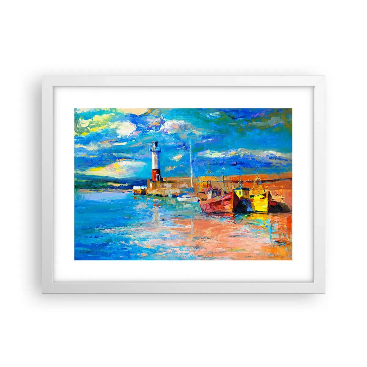 Poster in een witte lijst - Een middag in de regenboogbaai - 40x30 cm