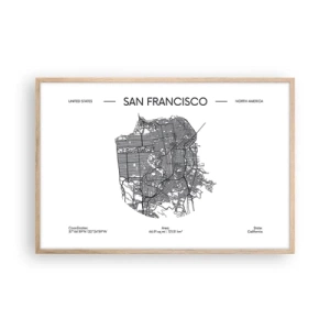 Een poster in een licht eiken lijst - Anatomie van San Francisco - 91x61 cm
