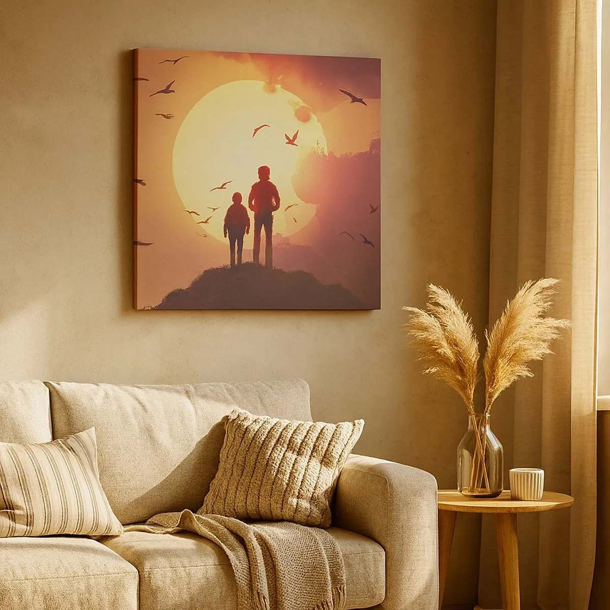 Schilderen op canvas - Oog in oog met de zon - 30x30 cm