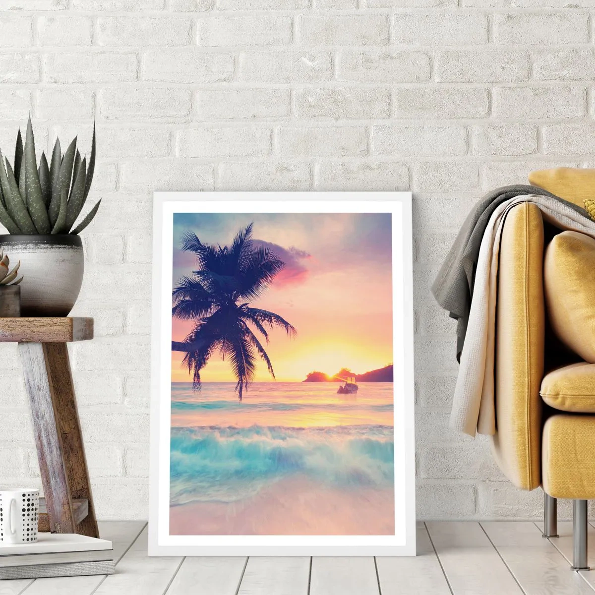 Poster in een witte lijst - Een avond aan de baai - 70x100 cm