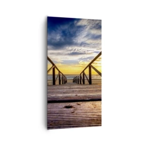 Schilderen op canvas - Rechtstreeks naar het rustige strand bij zonsondergang - 65x120 cm