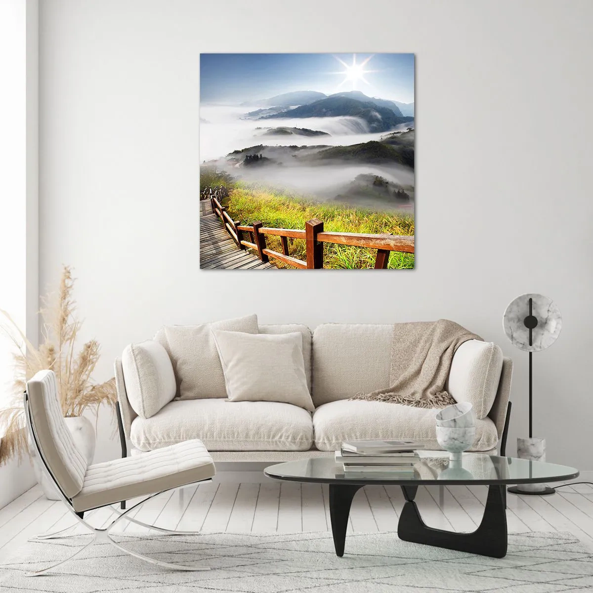 Schilderen op glas - Geweven van schittering en mist - 50x50 cm