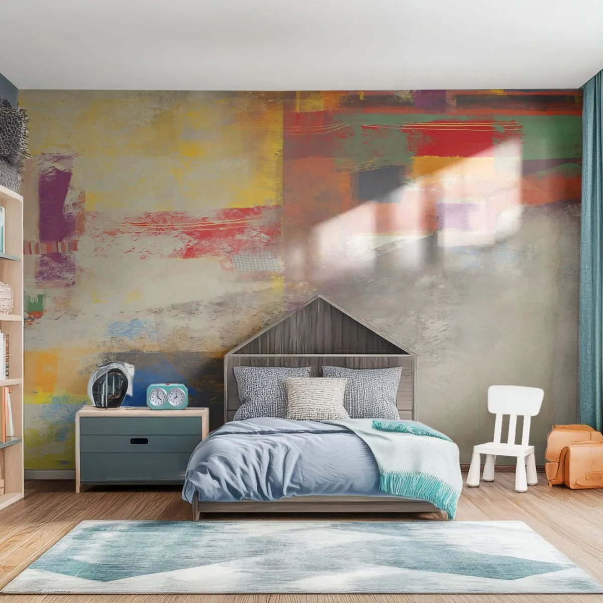 Fotobehang Premium Sand - Kleur geometrie - Abstractie, Deel, Schilderen - 100x70 cm