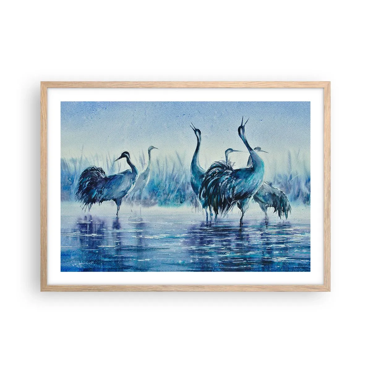 Een poster in een licht eiken lijst - Ochtendvergadering - 70x50 cm