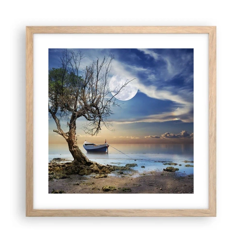 Een poster in een licht eiken lijst - Is dit het einde of het begin? - 40x40 cm