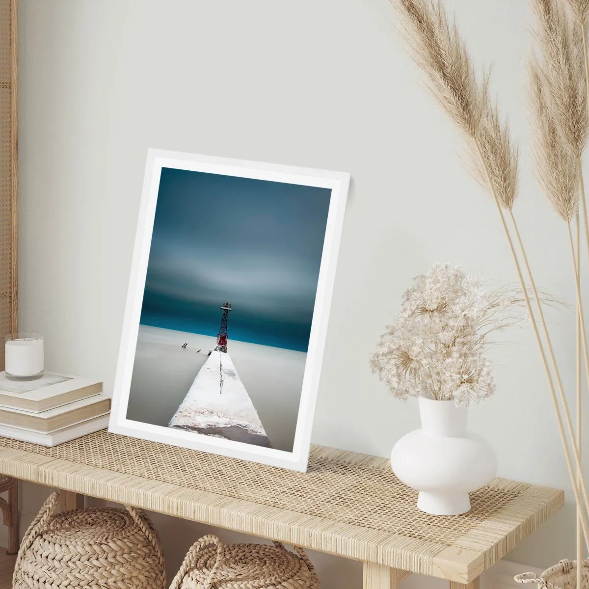 Poster in een witte lijst - Om de uitgestrektheid te ontmoeten - 40x50 cm