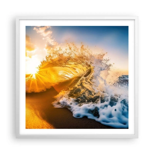 Poster in een witte lijst - Plezier in het zand - 60x60 cm