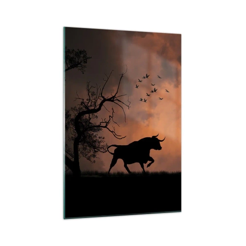 Schilderen op glas - Een dramatisch schouwspel van de natuur - 70x100 cm