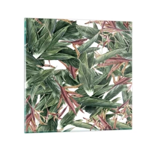 Schilderen op glas - Smaragd-lila struikgewas - 70x70 cm