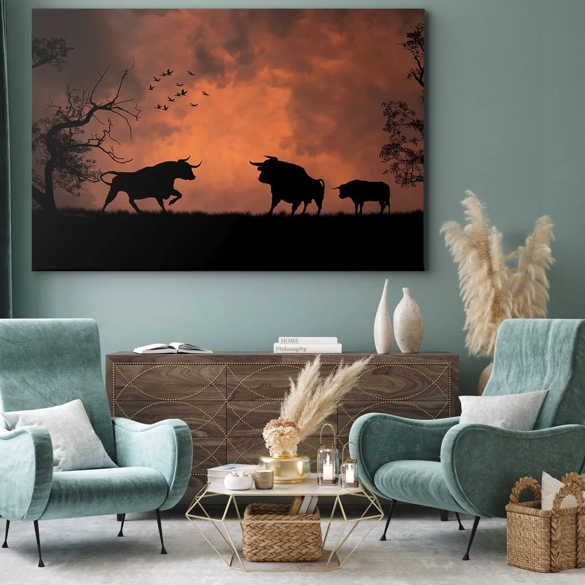 Schilderen op canvas - Een dramatisch schouwspel van de natuur - 120x80 cm