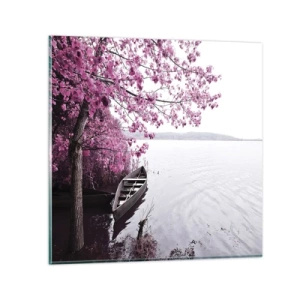 Schilderen op glas - In roze stilte - 30x30 cm