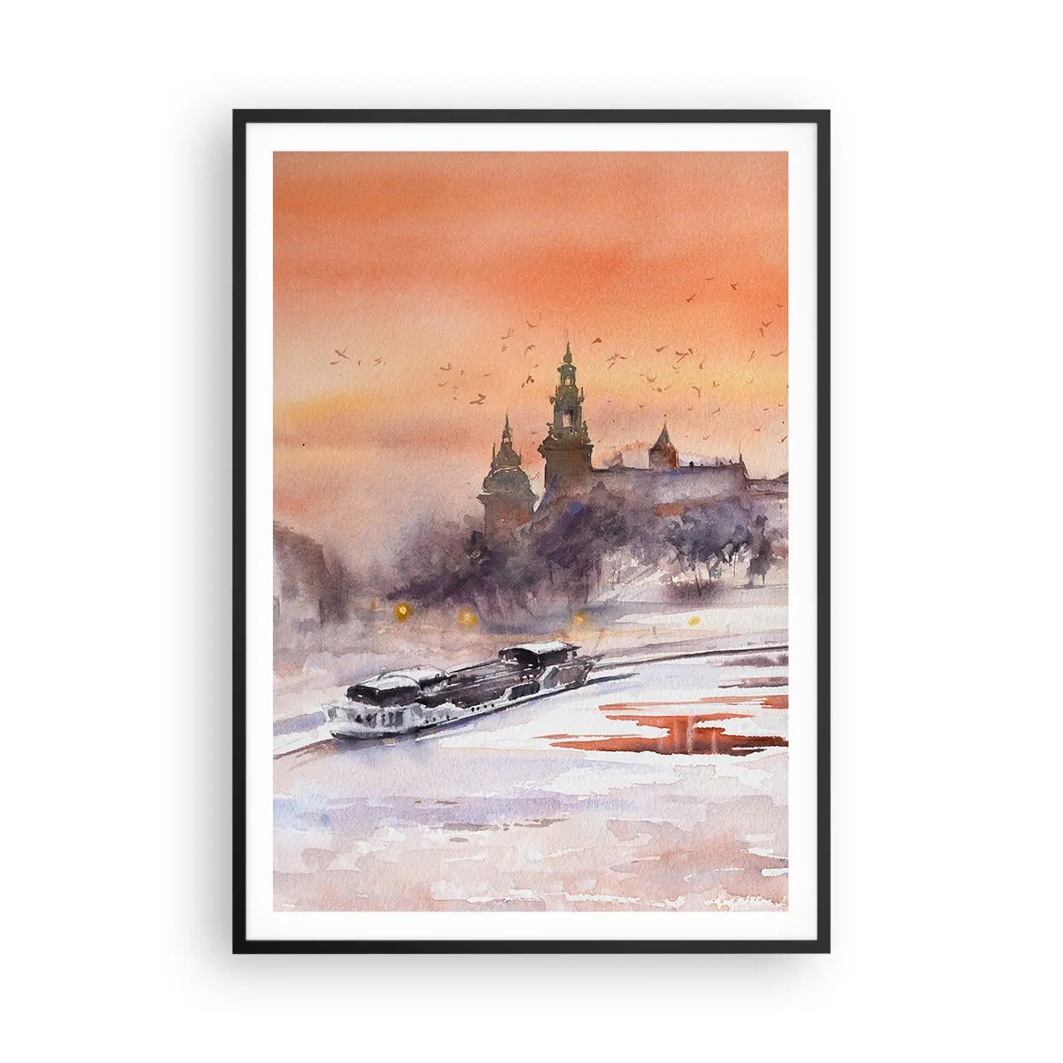 Poster in een zwarte lijst - Koninklijke zonsondergang - 70x100 cm