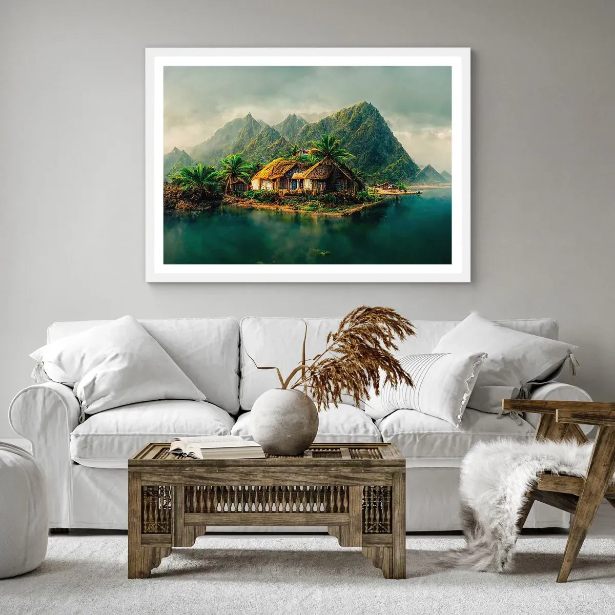 Poster in een witte lijst - Tropisch paradijs - 50x40 cm