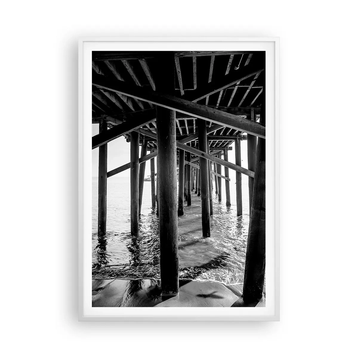 Poster in een witte lijst - Strand schuilplaats - 70x100 cm