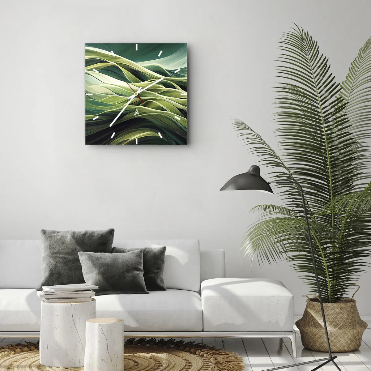Wandklok - Klok - Abstract groen spel - 40x40 cm