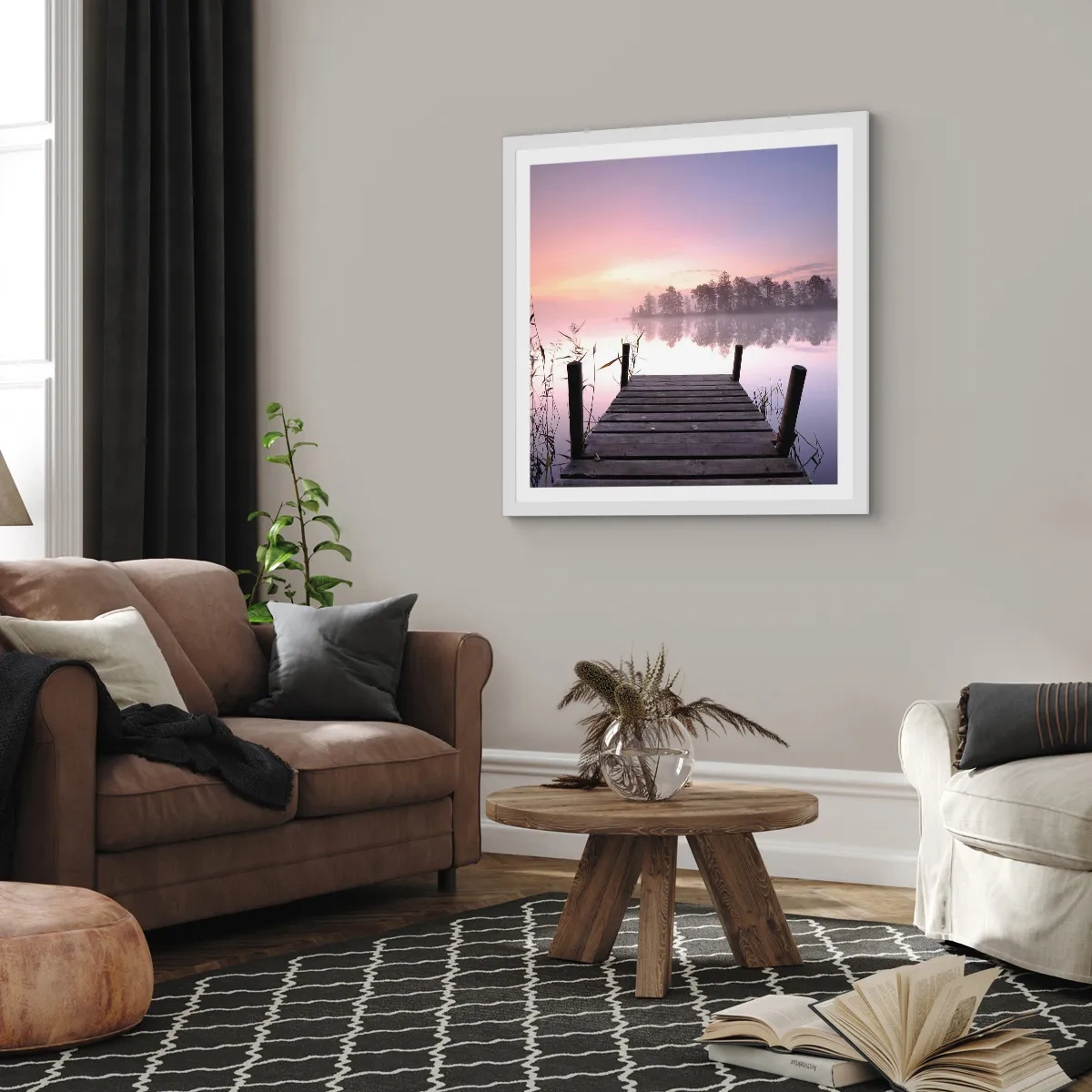 Poster in een witte lijst - Van de lila mist... - 30x30 cm