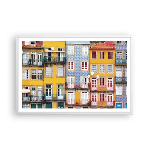 Poster in een witte lijst - De kleuren van de oude stad - 91x61 cm