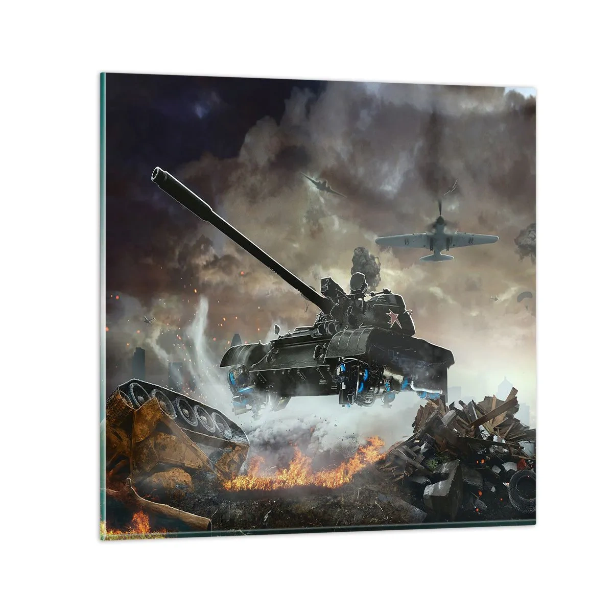 Schilderen op glas - De strijd is verschrikkelijk en mooi - 70x70 cm