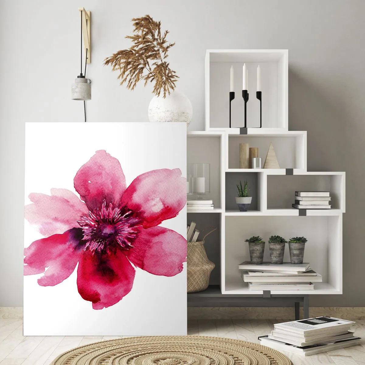 Schilderen op glas - Een karmijnrode geurende kus - 80x120 cm