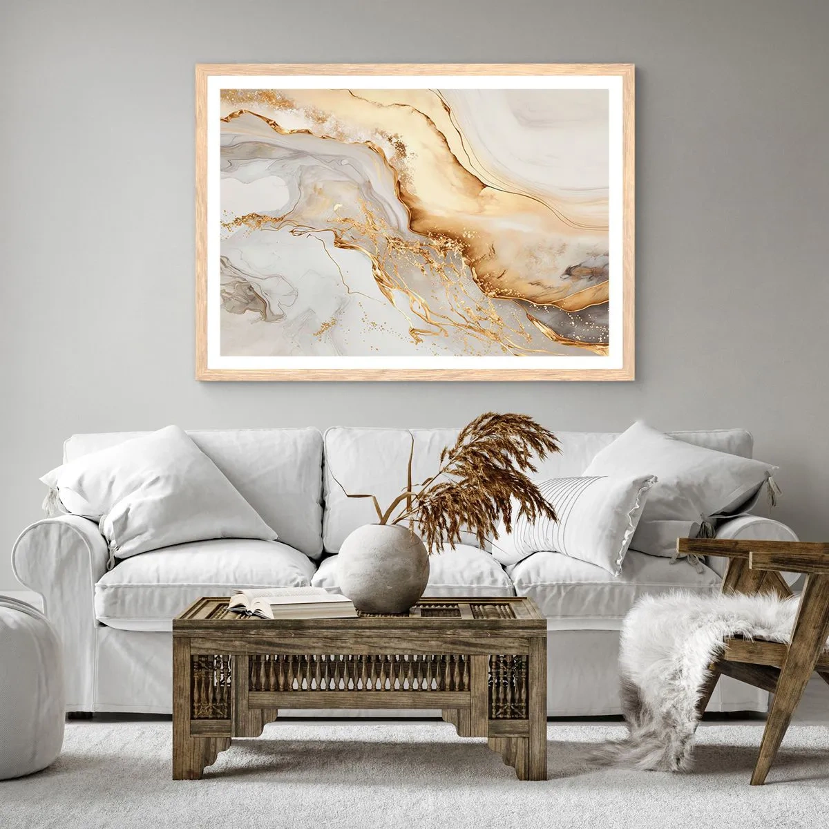 Een poster in een licht eiken lijst - Abstractie: schoonheid en goedheid - 40x30 cm