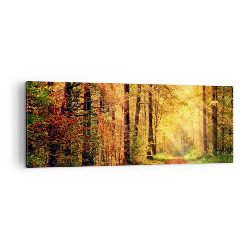 Schilderen op canvas - Bos-gouden stilte - 140x50 cm