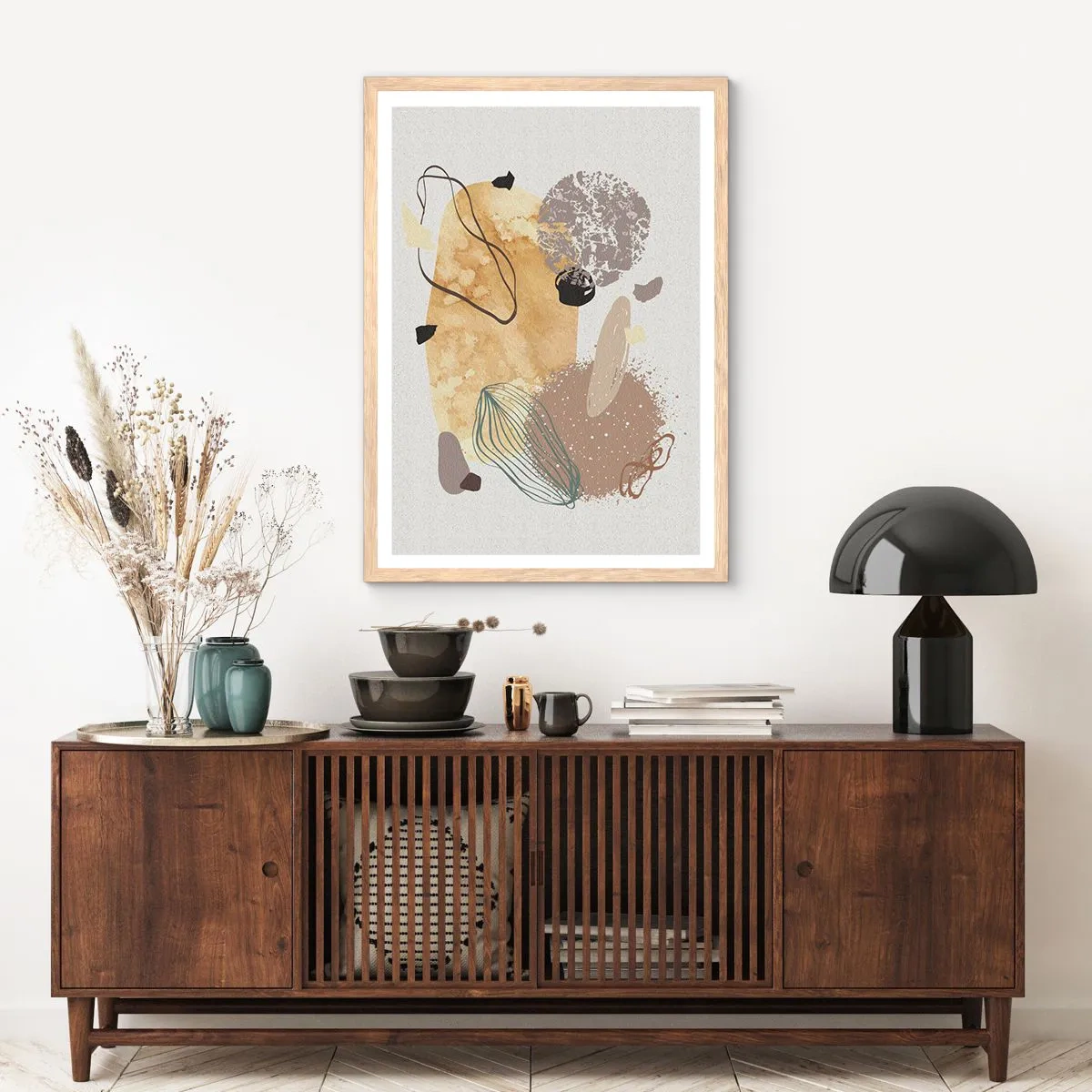 Een poster in een licht eiken lijst - Toegepaste plumcologie - 50x70 cm