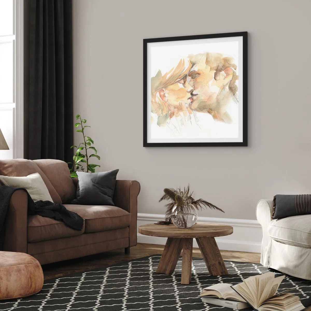 Poster in een zwarte lijst - De helft gevonden? - 60x60 cm