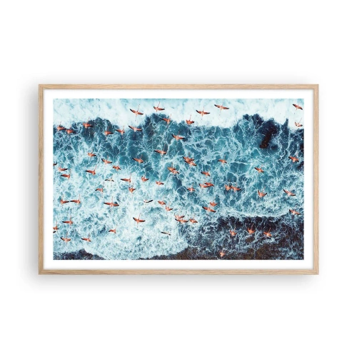 Een poster in een licht eiken lijst - De kustparade - 91x61 cm