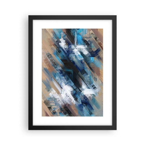 Poster in een zwarte lijst - Op een blauwe diagonaal - 30x40 cm