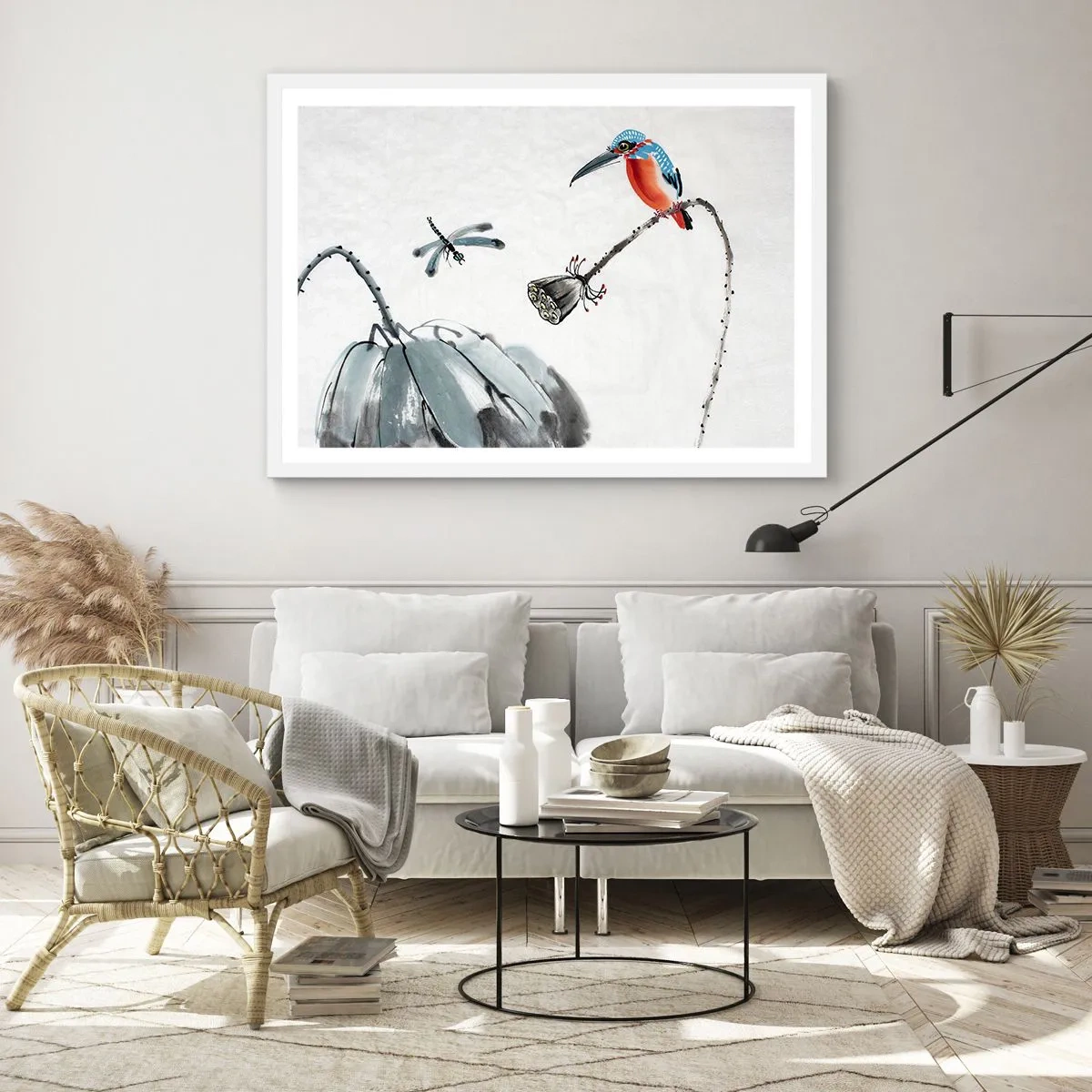 Poster in een witte lijst - Het leven van de weide - 100x70 cm