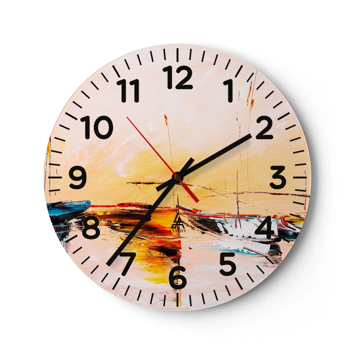 Wandklok - Klok - Avond in de jachthaven - 40x40 cm