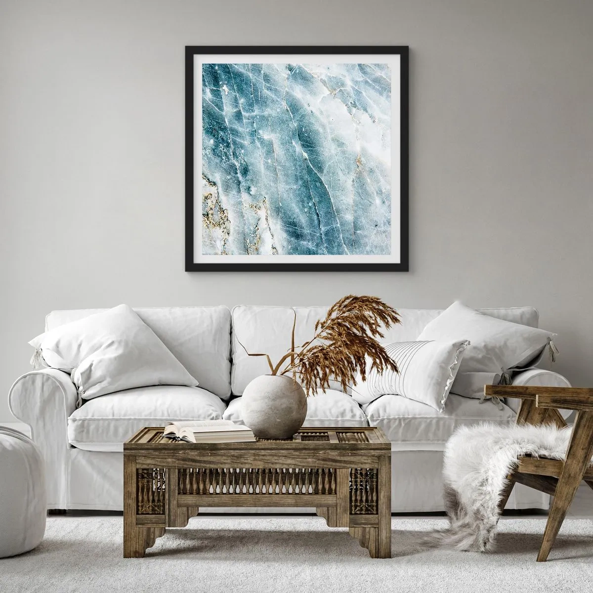 Poster in een zwarte lijst - Ijs wereld - 30x30 cm