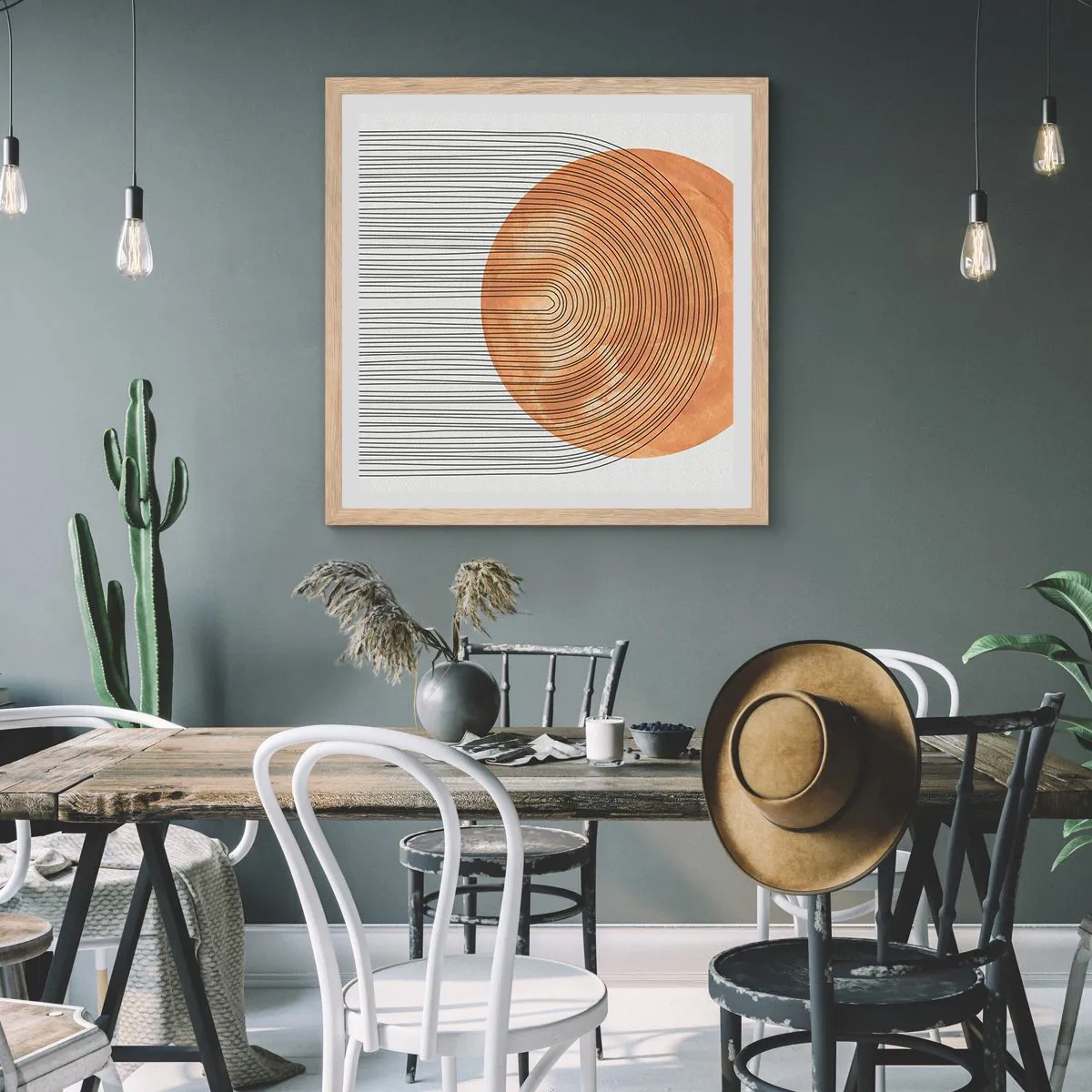 Een poster in een licht eiken lijst - Zonnige compositie - 50x50 cm