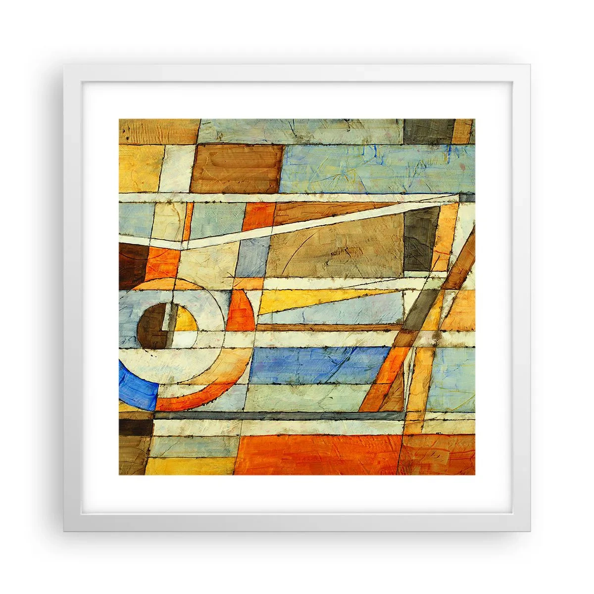 Poster in een witte lijst - Kubisme op de bouwplaats - 40x40 cm