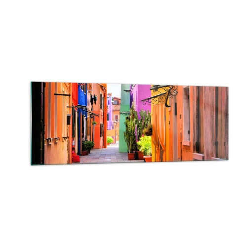 Schilderen op glas - Regenboogsteeg - 140x50 cm