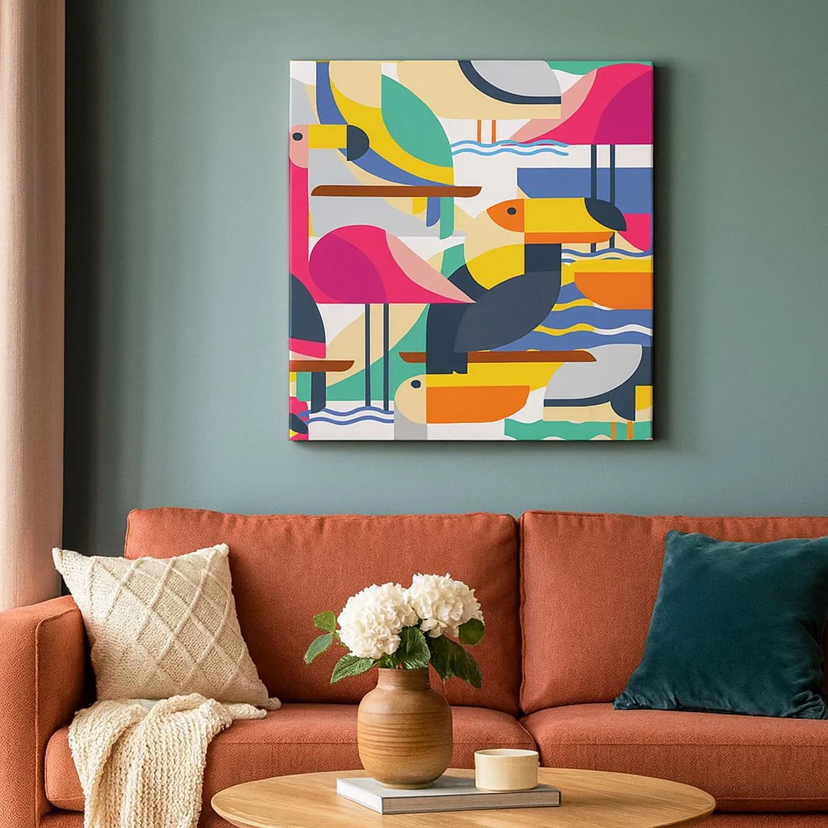 Schilderen op canvas - Vogelfeestje - 30x30 cm