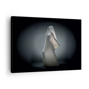 Schilderen op canvas - Een figuur in witte stof op een donkere achtergrond - 70x50cm - Verborgen verlangens - Moderne wanddecoratie voor woonkamer en slaapkamer ARTTOR