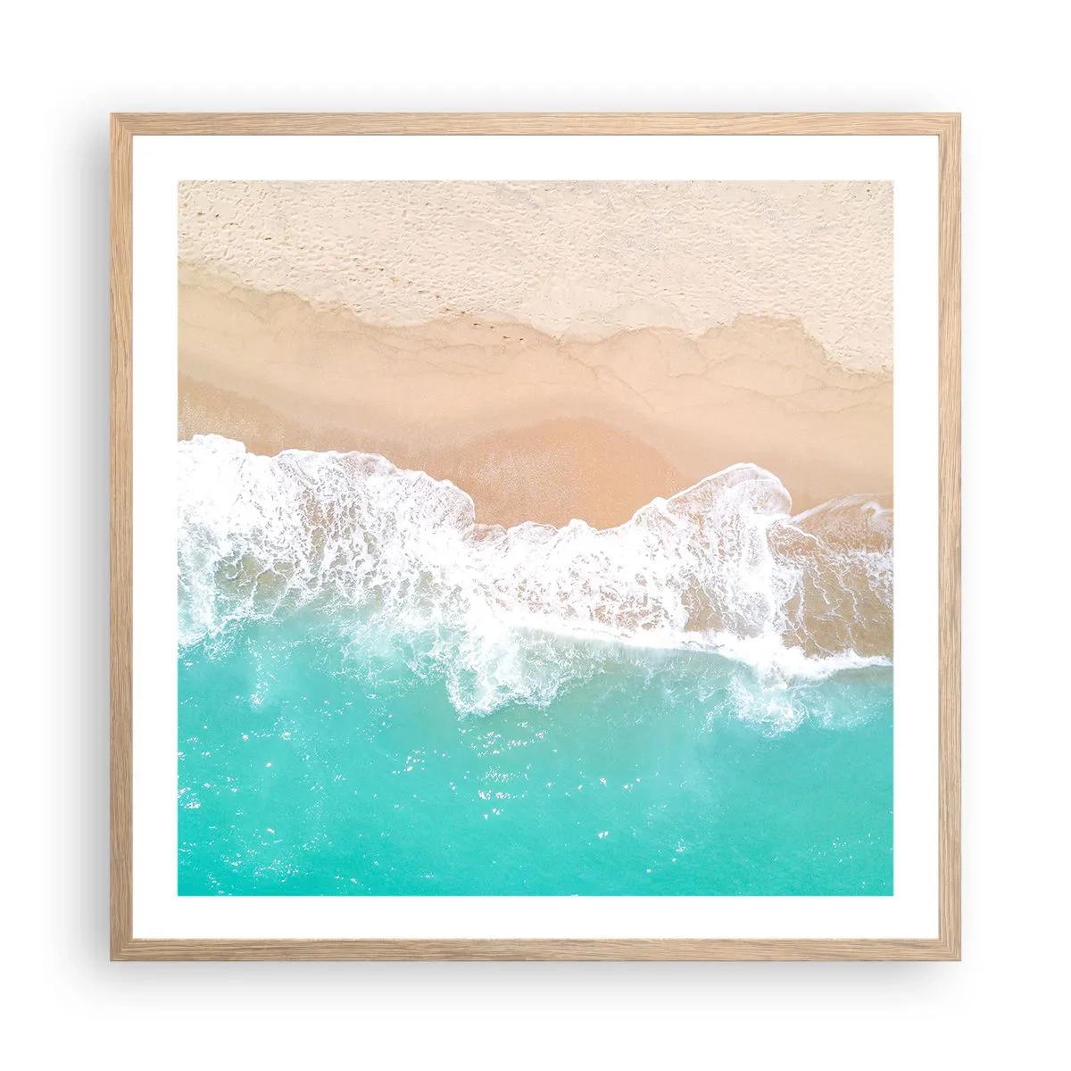 Een poster in een licht eiken lijst - Een strelende aanraking - 60x60 cm