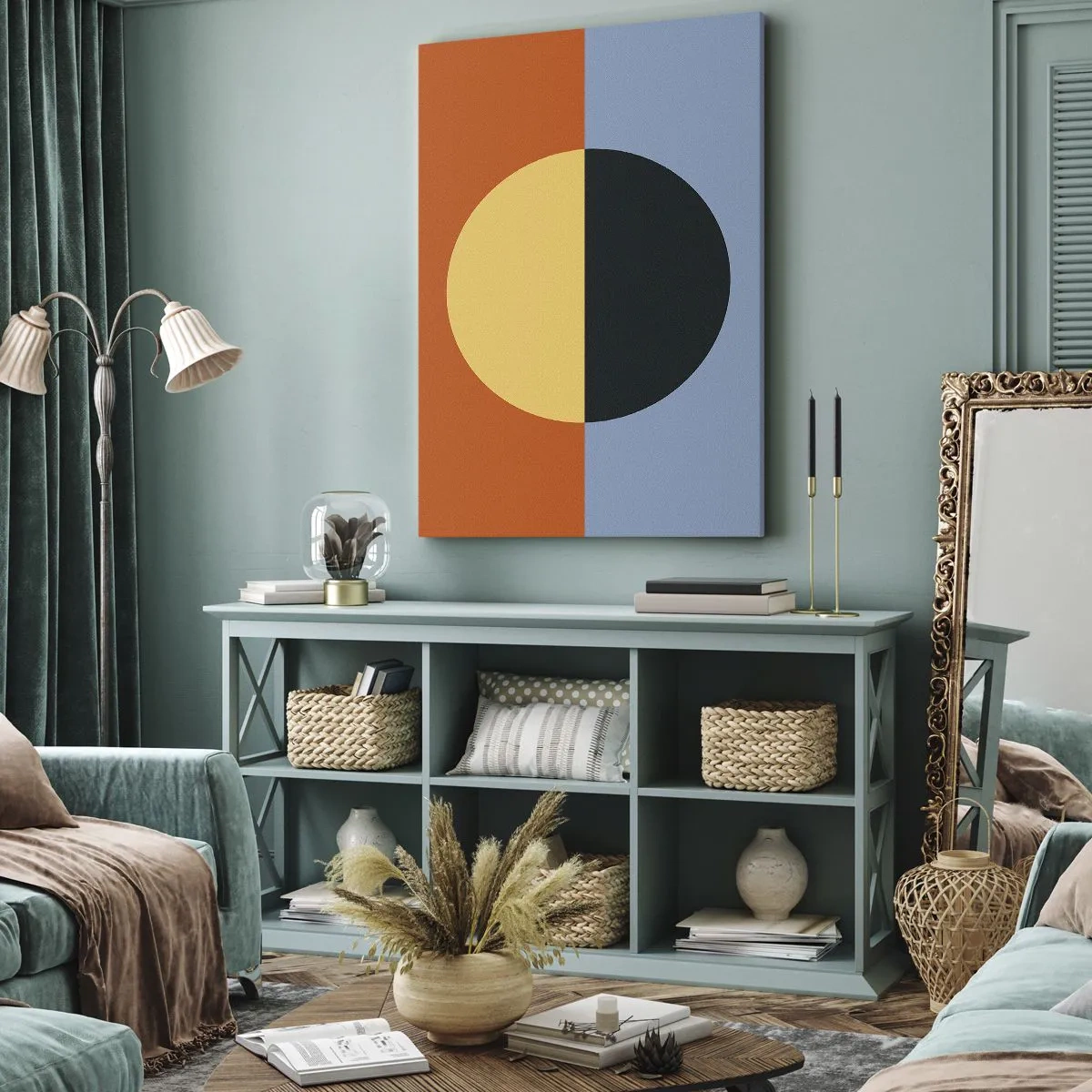 Schilderen op canvas - Een compositie van warmte en koelte - 45x80 cm