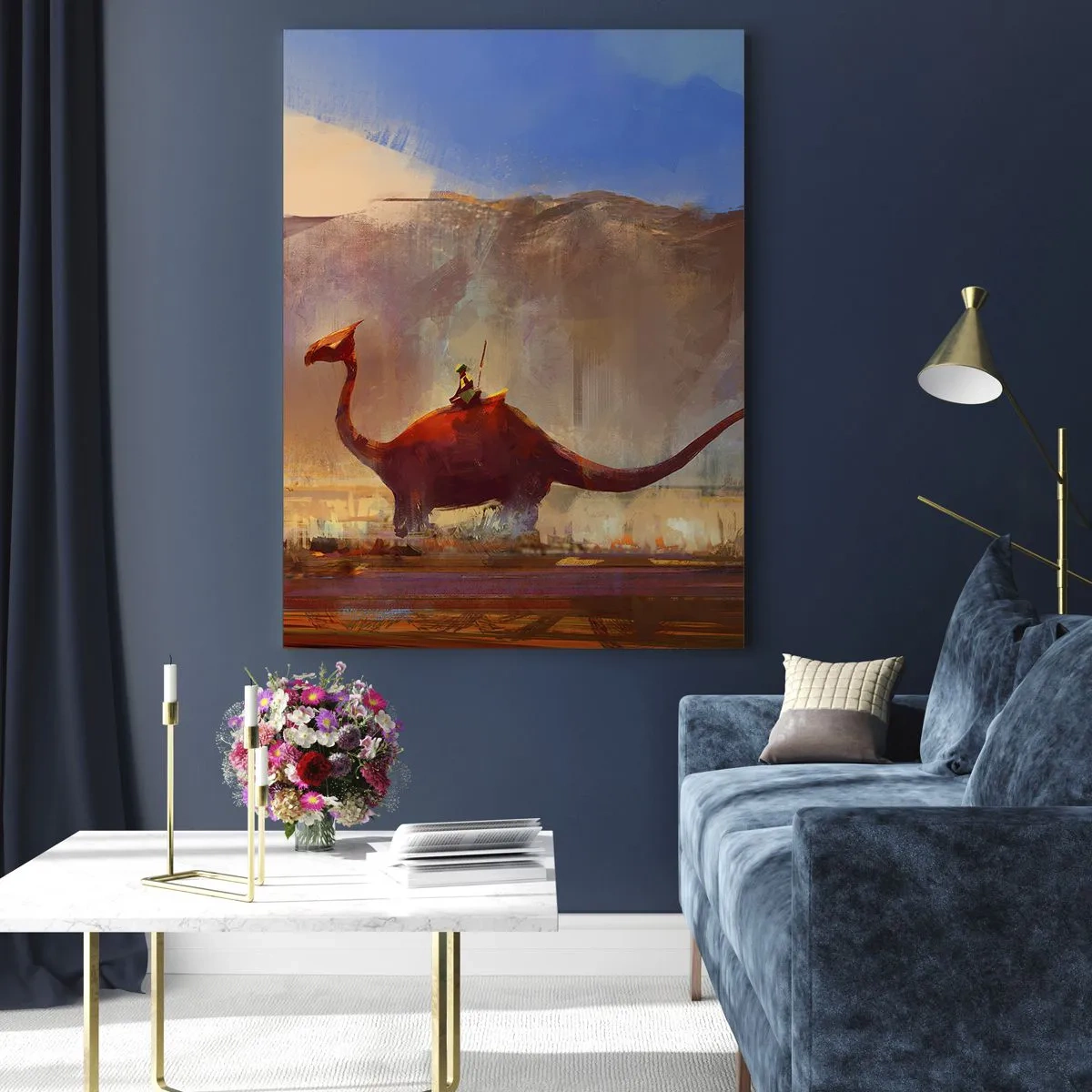 Schilderen op glas - Als ze niet waren uitgestorven - 70x100 cm