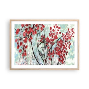 Een poster in een licht eiken lijst - Boom in scharlaken - 70x50 cm
