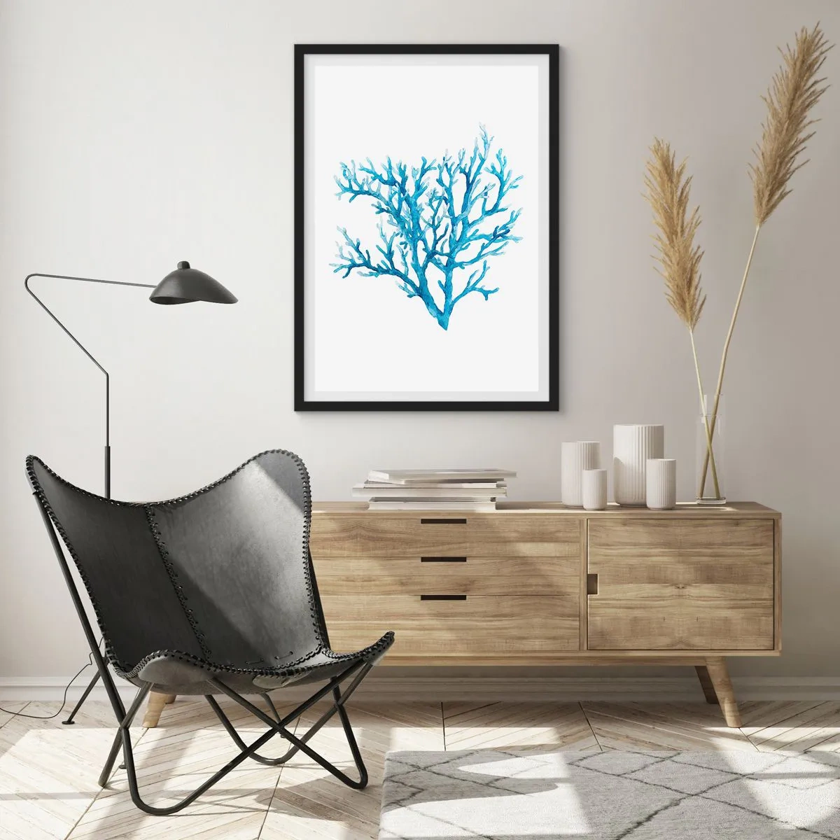 Poster in een zwarte lijst - Nautische filigraan - 30x40 cm