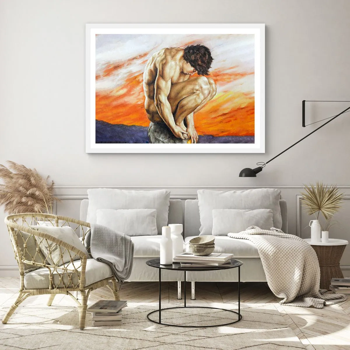 Poster in een witte lijst - Ondergedompeld in zichzelf - 40x30 cm